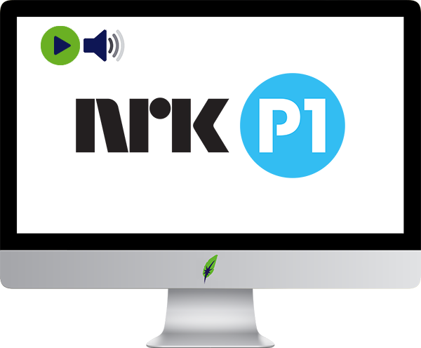 Afbeelding computerscherm met logo radiozender NRK P1 - Noorwegen - in kleur op transparante achtergrond - 600 * 496 pixels